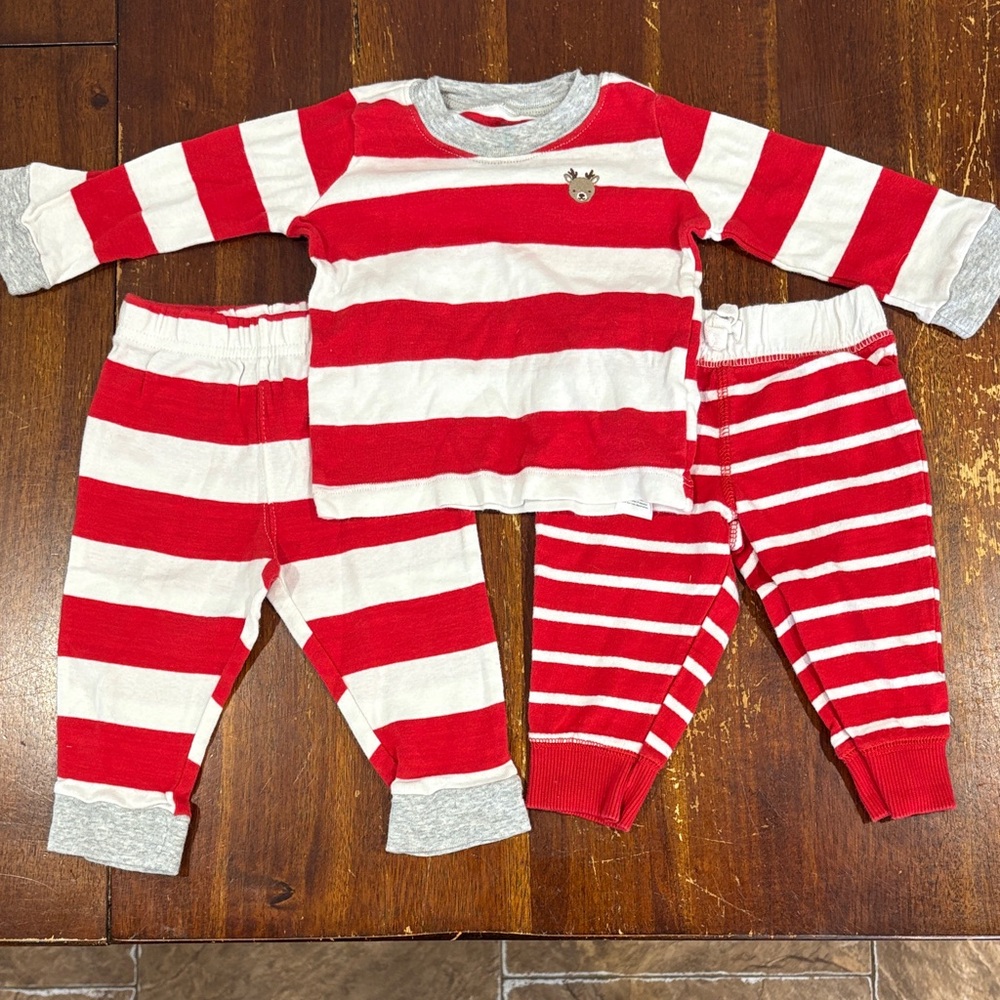 Red and White Striped Kids Pajamas